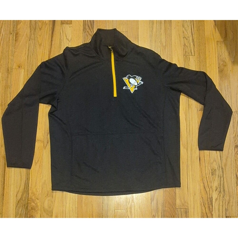 NHL Pittsburgh Penguins Black 1/4 Zip Pullover Long Sleeve Men's XL